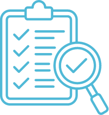 Checklist with magnifying glass icon